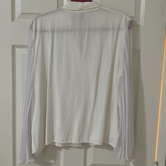 Vintage White Sheer Long Sleeve Collared Top Bridal | Size: M - Picture 4 of 5